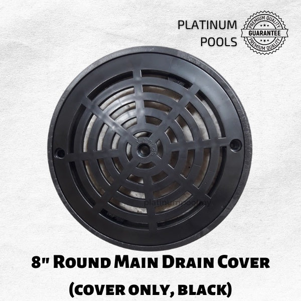 8" Round Main Drain Cover Black (Cover Only)