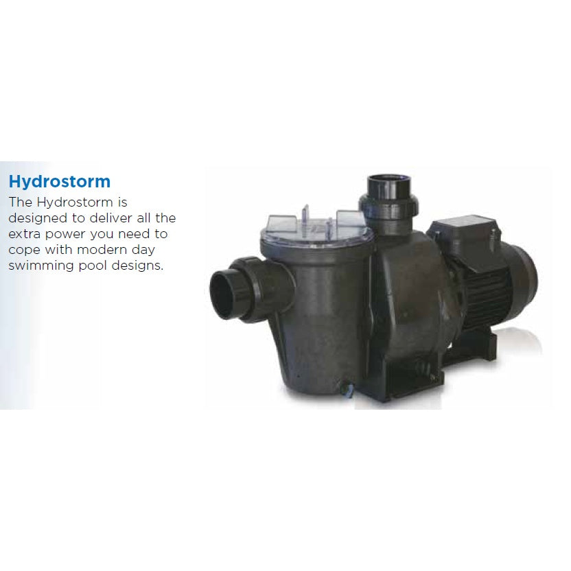 WATERCO HYDROSTORM SWIMMING POOL PUMP SINGLE PHASE, 50HZ 220-240V, 50MM BARREL UNION CONNECTION, (1, 1.5, 2, 3HP)