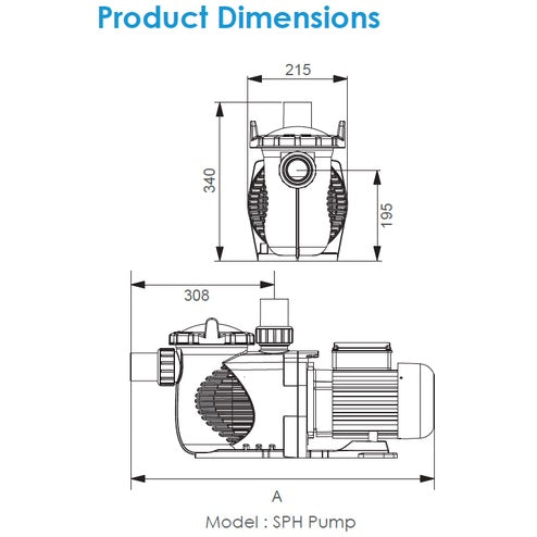 EMAUX SUPER POWER SERIES, 220V/50Hz,1.5M CABLE SWIMMING POOL PUMP