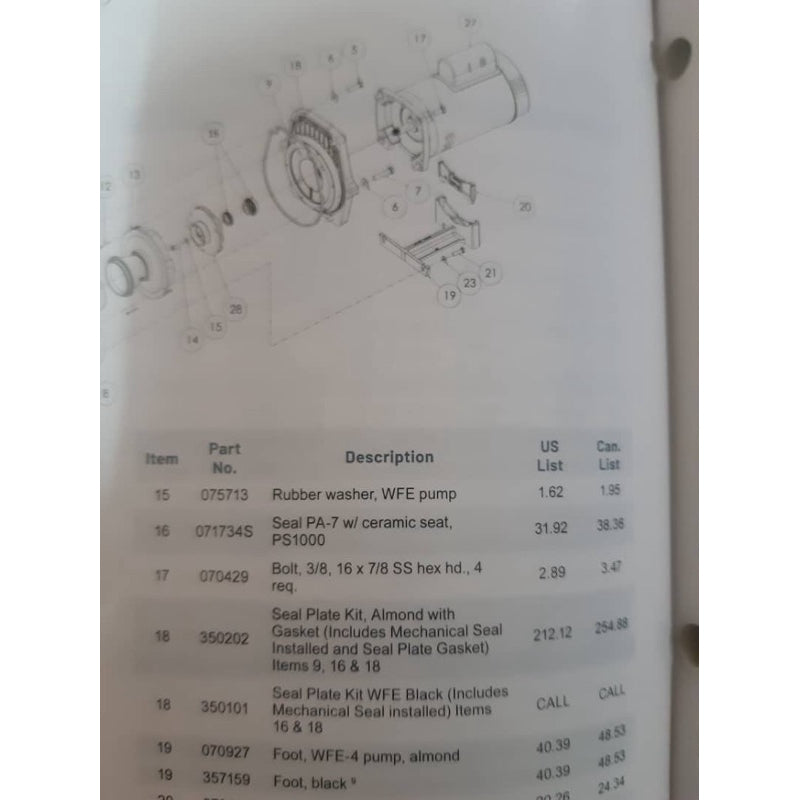 Pentair Whisperflo Mechanical Seal Only