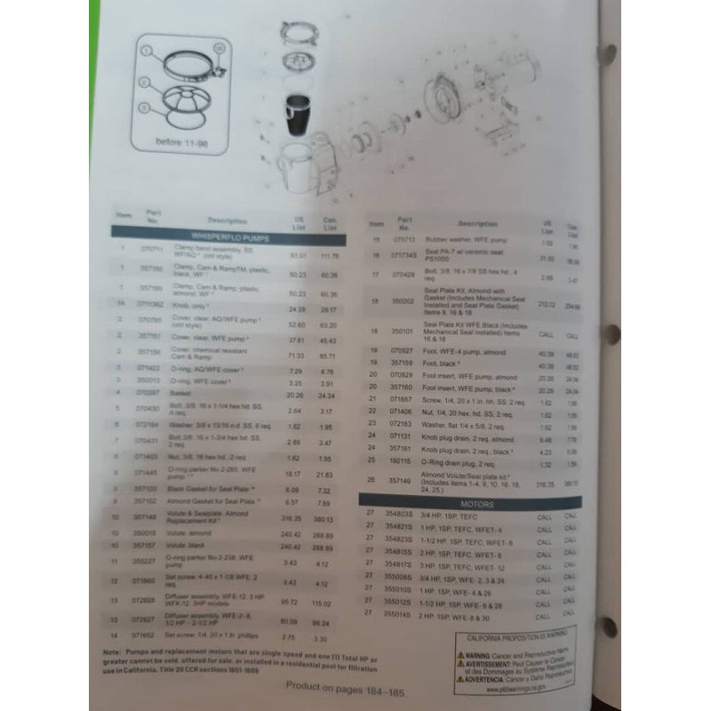 Pentair Whisperflo Mechanical Seal Only